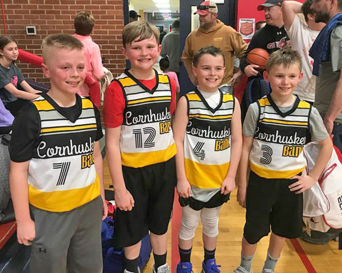 Salvation Army Small Fry youth Basketball team in Cornhukser jersey's